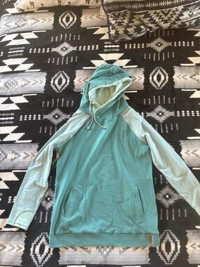 AMPERSAND AVE Aqua and Mint Pullover Hoodie